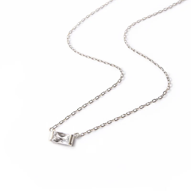 Ladies Necklaces with Oval Spark-Baguette Necklace