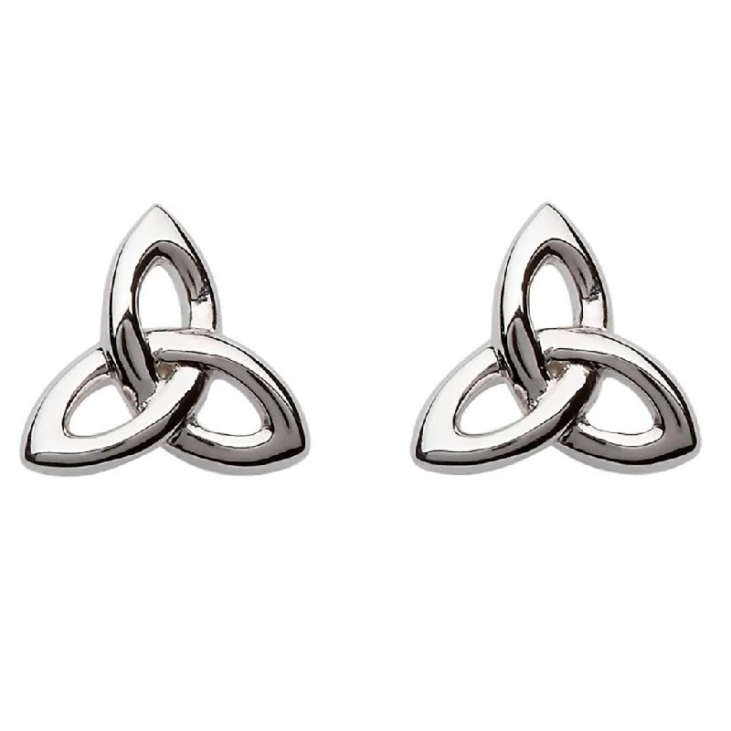 Ladies Edgy Style Earrings -Shanore : Silver Celtic Trinity Knot Stud Earrings