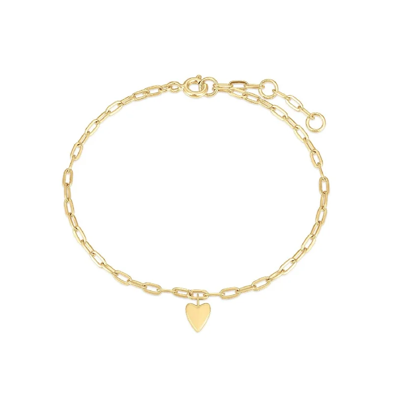 Ladies Bracelets with Pure Okenite-Gold Plated Multi Micro Charm Paperclip Heart Bracelet