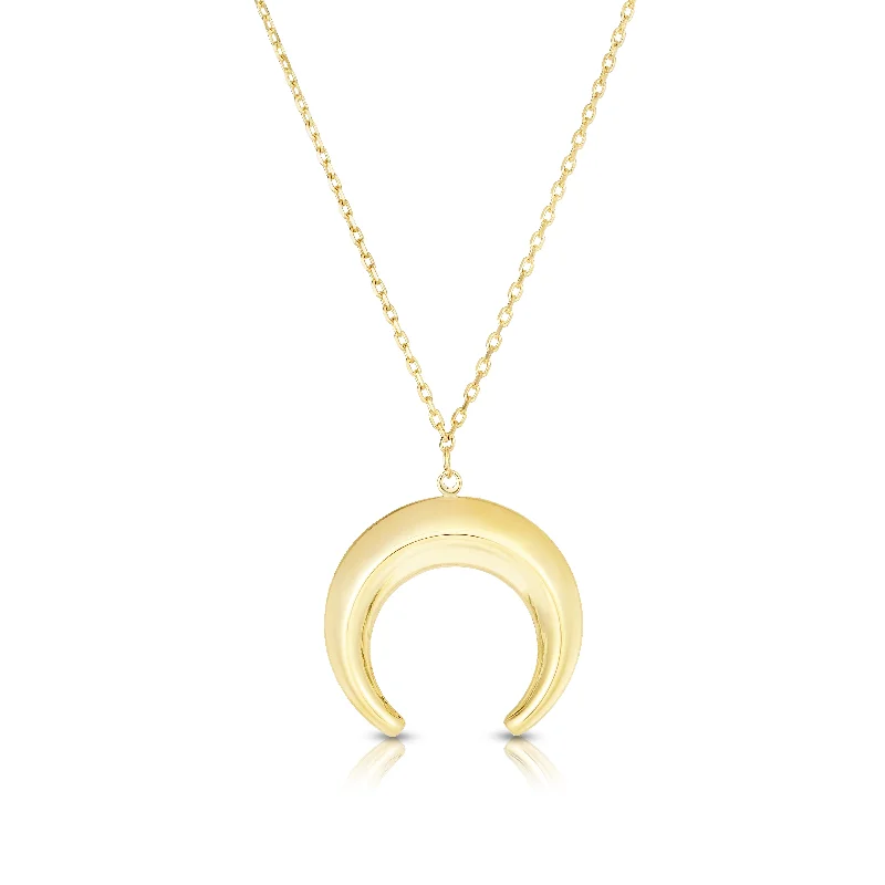 Ladies Necklaces for Founder Glow-14K Gold Puffed Crescent Necklace