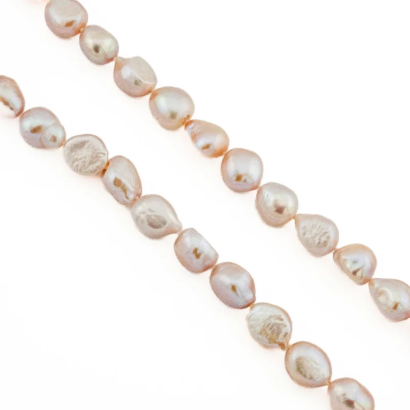 Ladies Necklaces with Yellow Xenotime-8MM-10mm Baroque Pearl Single Strand 18" Necklace in .925 Sterling Silver