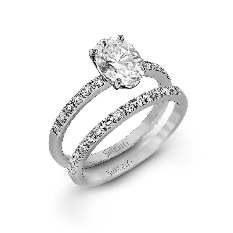 Ladies Vine Engagement Rings -Oval-cut Engagement Ring & Matching Wedding Band in 18k Gold with Diamonds MR1686-OV