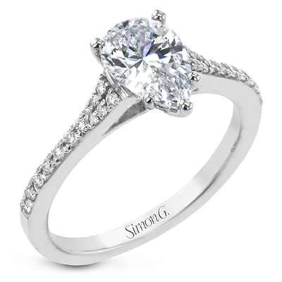 Ladies Halo Engagement Rings -Pear-Cut Engagement Ring In 18k Gold With Diamonds LR2507-PR