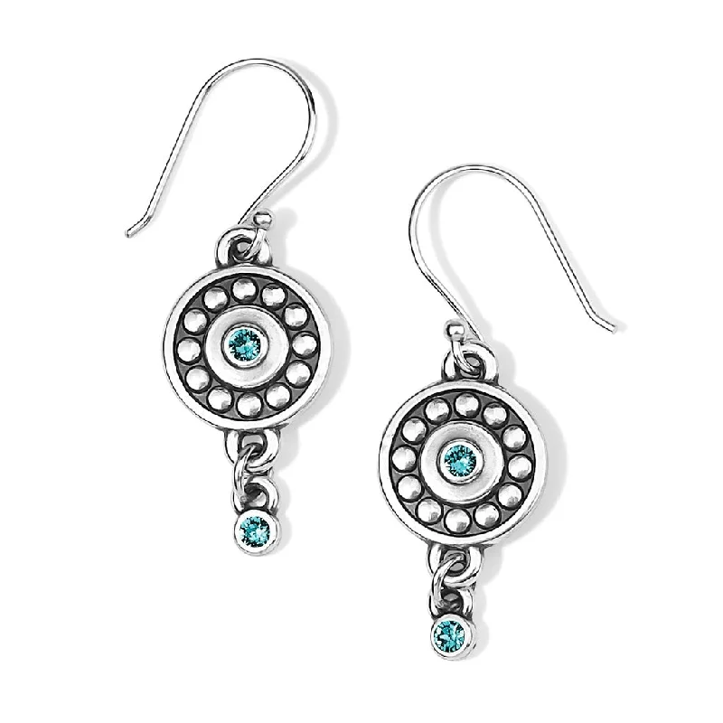 Ladies Ceramic Tile Earrings -Brighton : Pebble Dot Medali Reversible French Wire Earrings in Zircon (December)