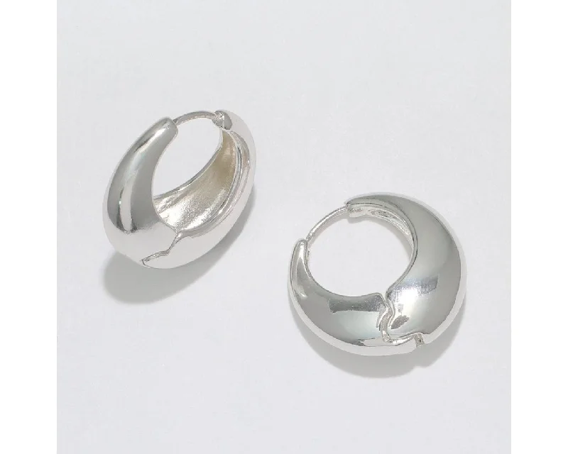 Ladies Stainless Steel Hoop Earrings -Periwinkle by Barlow : Polished Silver Huggies - Earrings