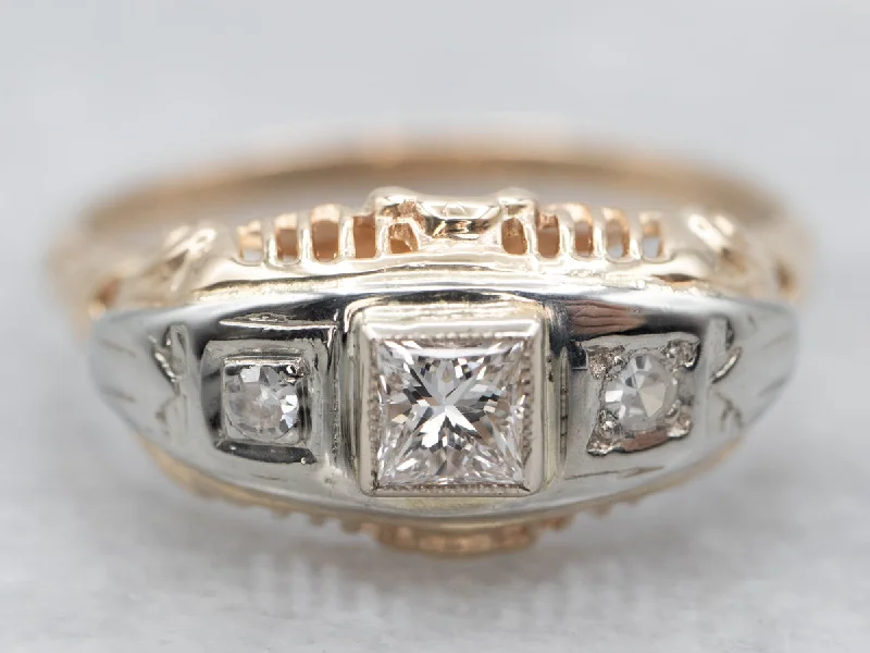 Ladies Signature Engagement Rings -Late Art Deco Era Diamond Engagement Ring