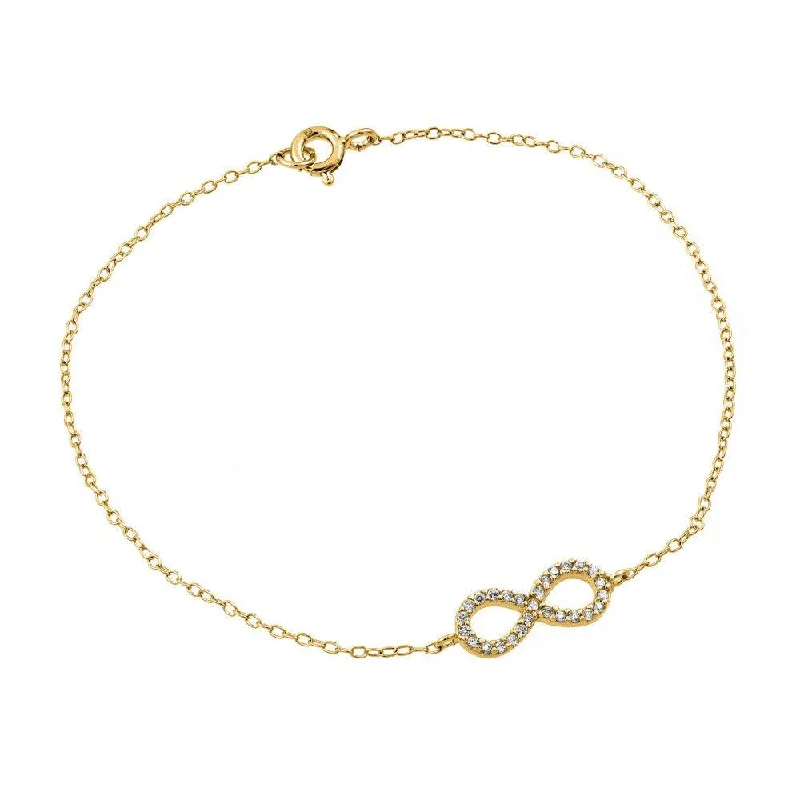 Ladies Bracelets with Celestial Shine-Silver 925 Gold Plated Infinity Clear CZ Bracelet - STB00495GP