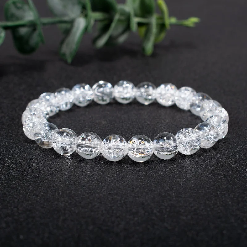 Ladies Bracelets Flex Shine-Clear Quartz Crystal Himalayan Beaded Bracelet