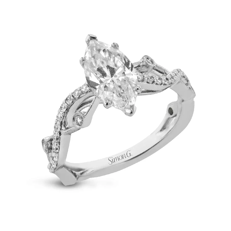 Ladies Moissanite Engagement Rings -Marquise-Cut Criss-Cross Engagement Ring In 18k Gold With Diamonds LR2207-MQ