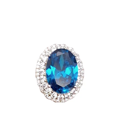 Ladies Quiet Elegance Rings -Sterling Silver Stylish Blue Oval Ring