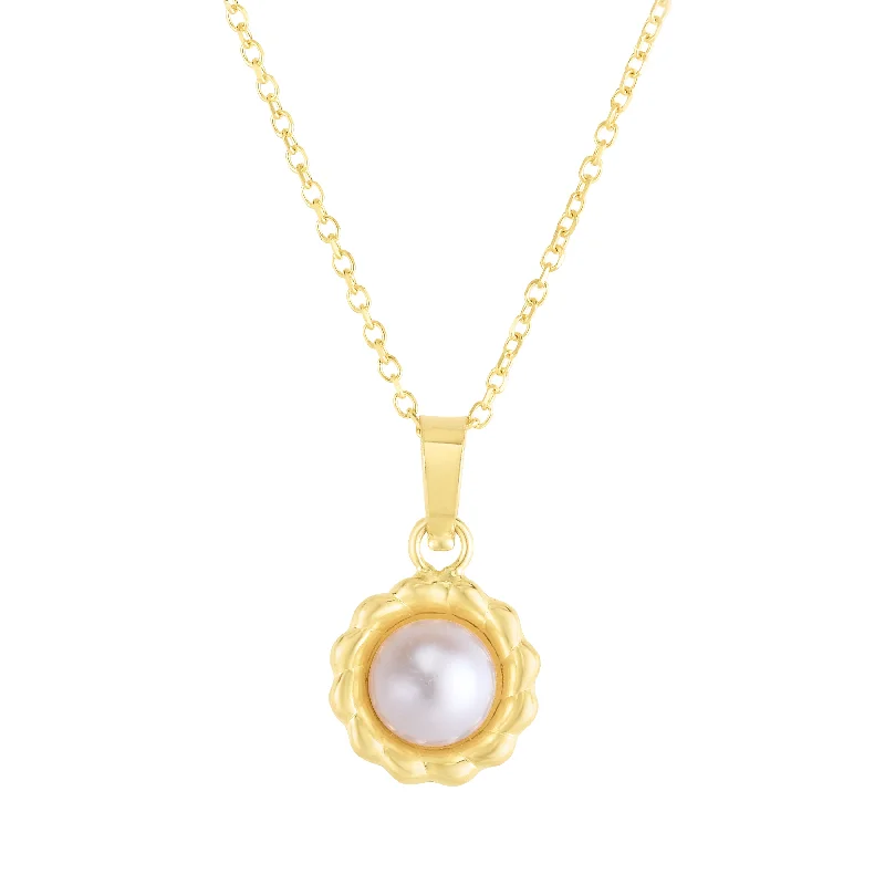 Ladies Necklaces Cool Shapes-14K Pearl Flower Necklace