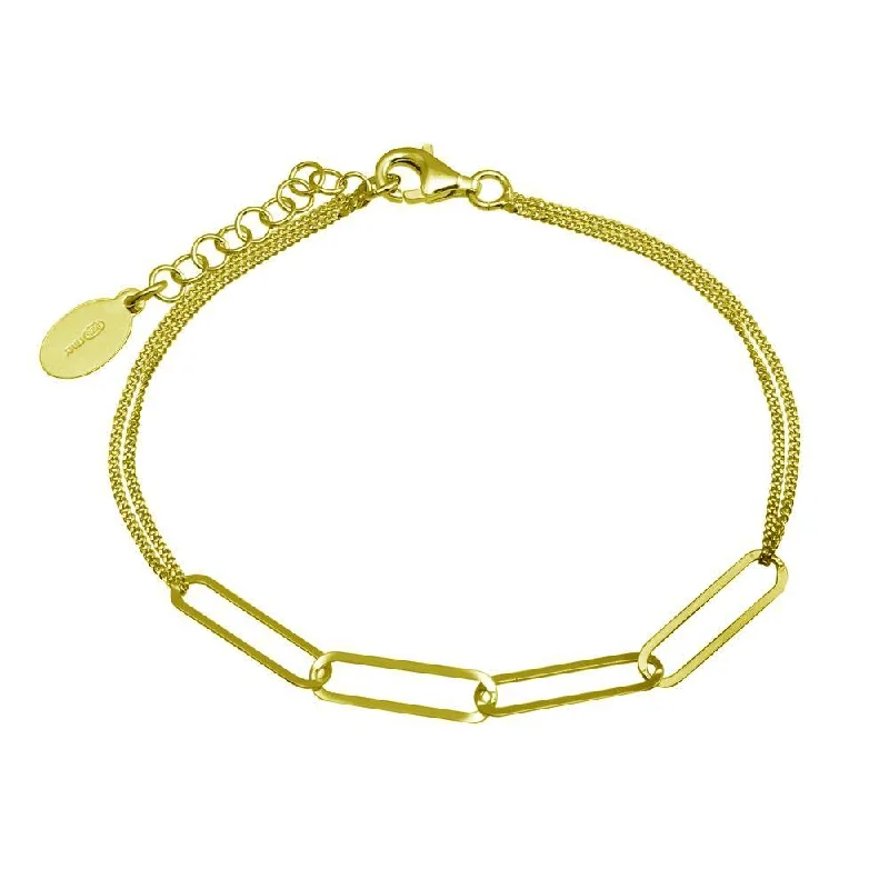 Ladies Bracelets with Wave Glow-Gold Plated 925 Sterling Silver Thin Curb Link Chain Bracelet - ITB00313-GP