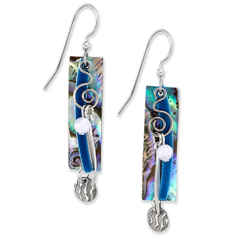 Ladies Group Unity Earrings -Silver Forest Earrings - Abalone Shell Dangle Drop Earrings