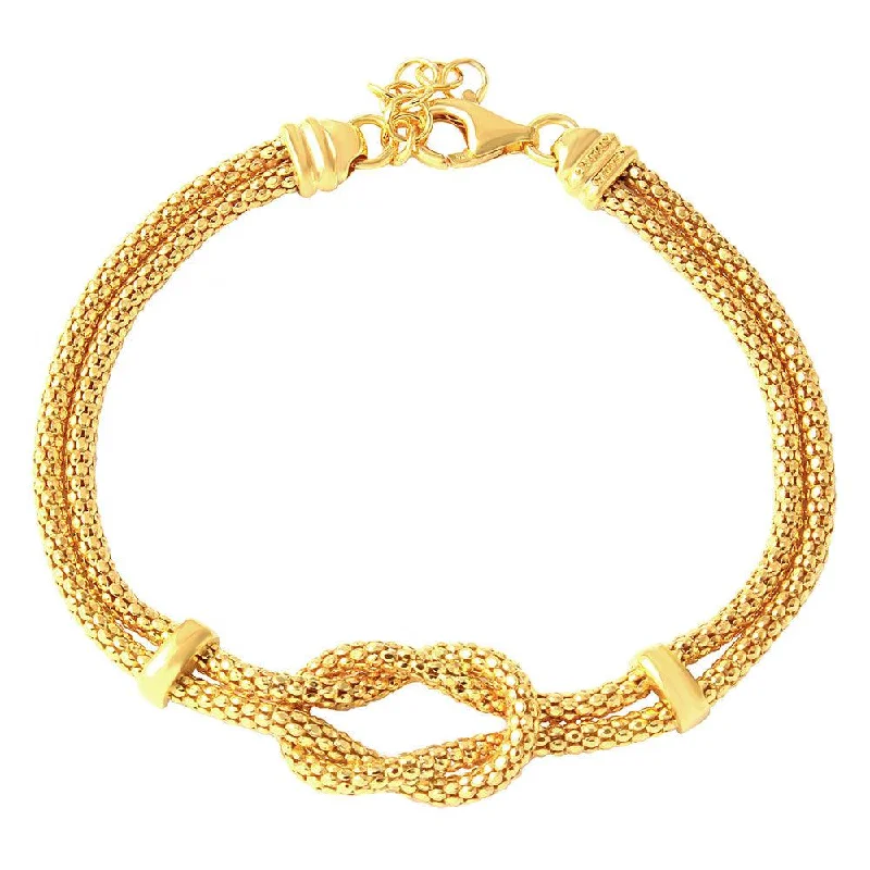 Ladies Bracelets for Daily Spark-Silver 925 Gold Plated Knot and Bar Bracelet - ARB00022GP