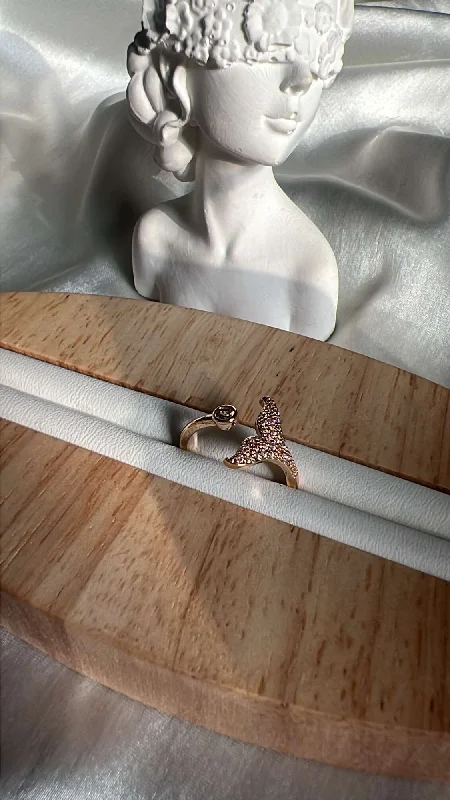 Ladies Crystal Gem Rings -Mermaid golden minimal ring