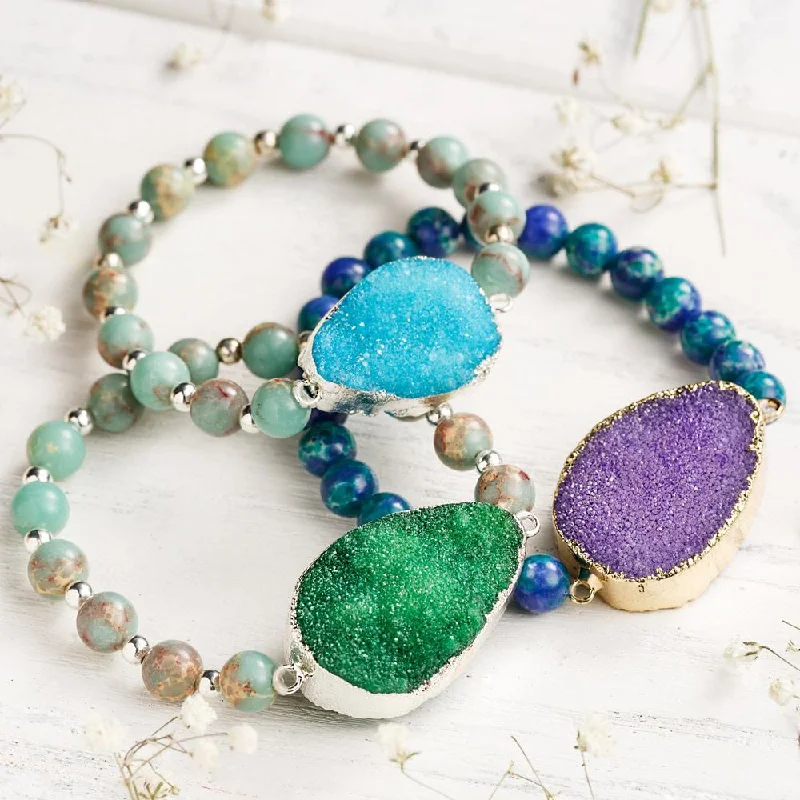 Ladies Bracelets with Feather Spark-Oceanic Druzy Bracelet