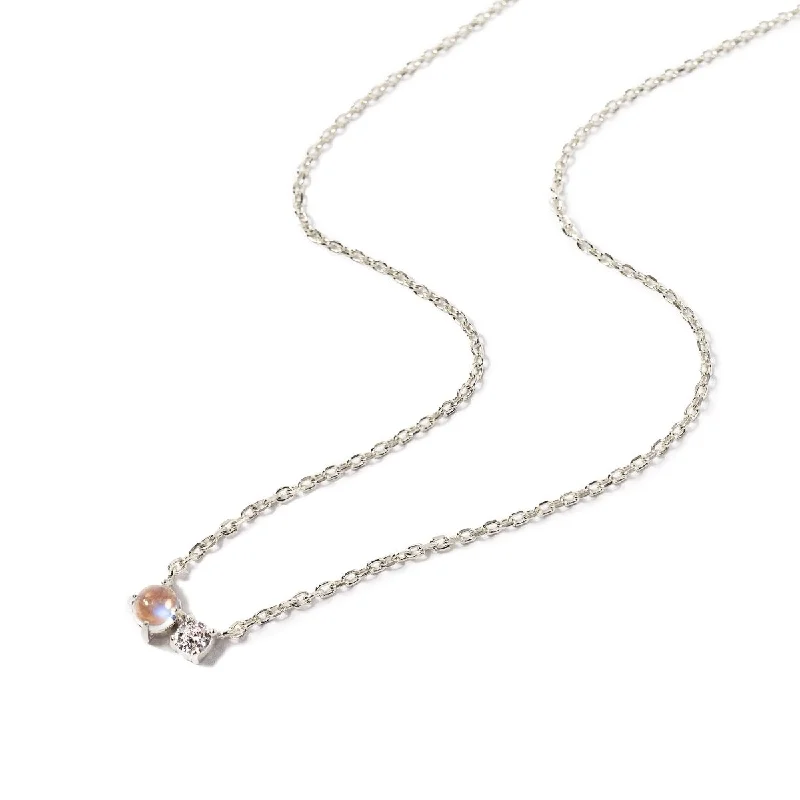 Ladies Necklaces for Festive Shine-Tiny Moonstone Duet Necklace