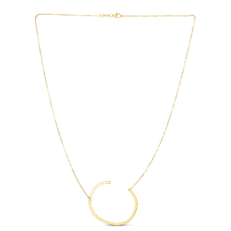 Ladies Necklaces with White Muscovite-14K Gold Large Initial C Necklace