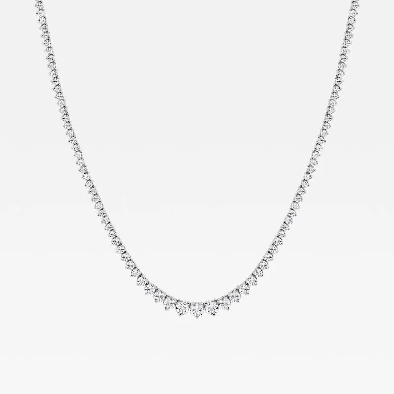 Ladies Necklaces with Flame Glow-LAB-Created 8.0ctw Diamond Graduated Line Necklace in White Gold