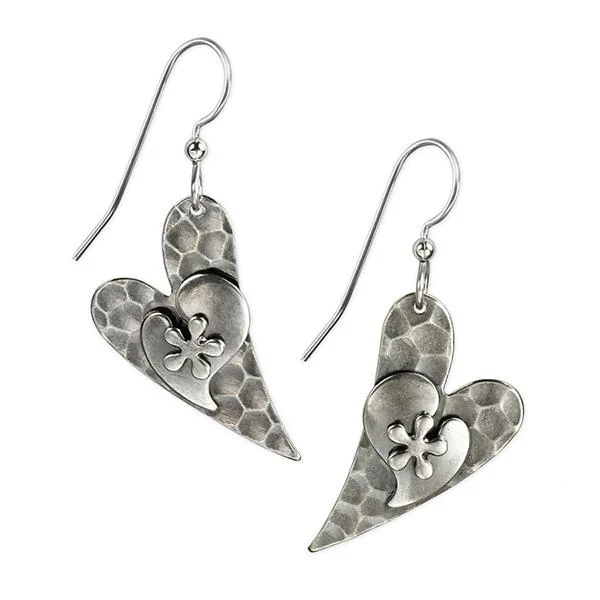 Ladies Moonlit Glow Earrings -Silver Forest Earrings Silver Modern Stamped Heart