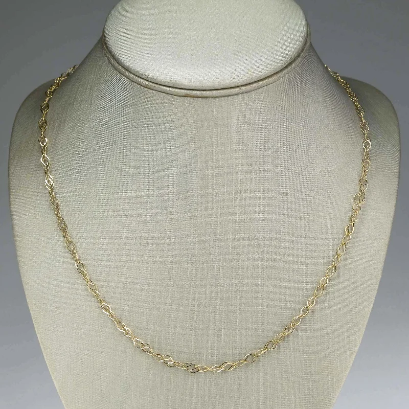 Ladies Necklaces in Warm Gold-3mm Wide Fancy Link 31" Chain Necklace in 14K Yellow Gold