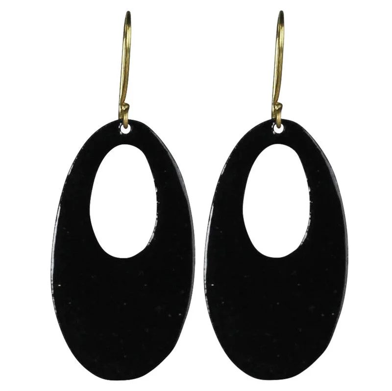 Ladies Star Sign Rings -Donte Earring, Teardrop Cut Out Black Enamel - Small