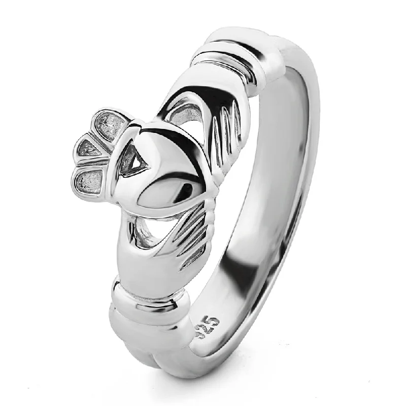 Ladies Stainless Steel Rings -Unisex Sterling Silver UUS-6337 Claddagh Ring