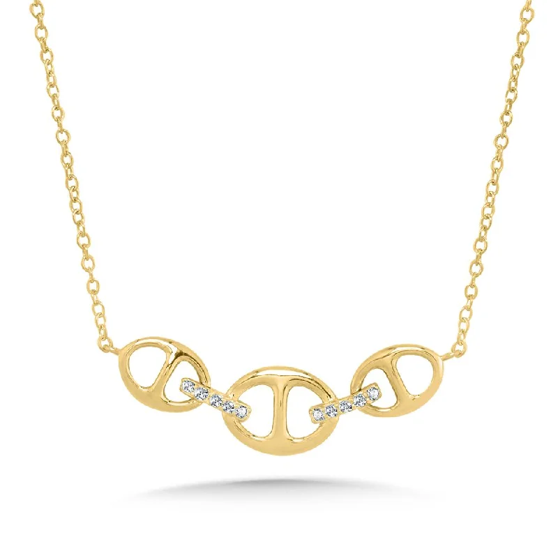 Ladies Necklaces for Leader Shine-Diamond Fancy Link Section Necklace in Yellow Gold