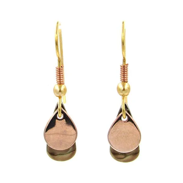 Ladies Square Edge Earrings -Silver Forest Earrings Two Tone Gold Layered Drops