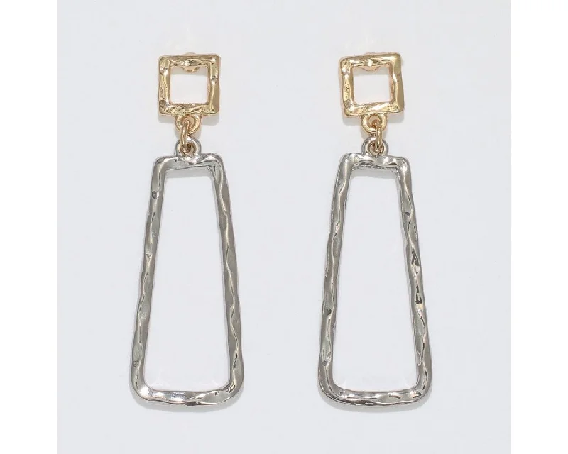 Ladies Acrylic Drop Earrings -Periwinkle by Barlow : Two-tone open Rectangles - Earrings