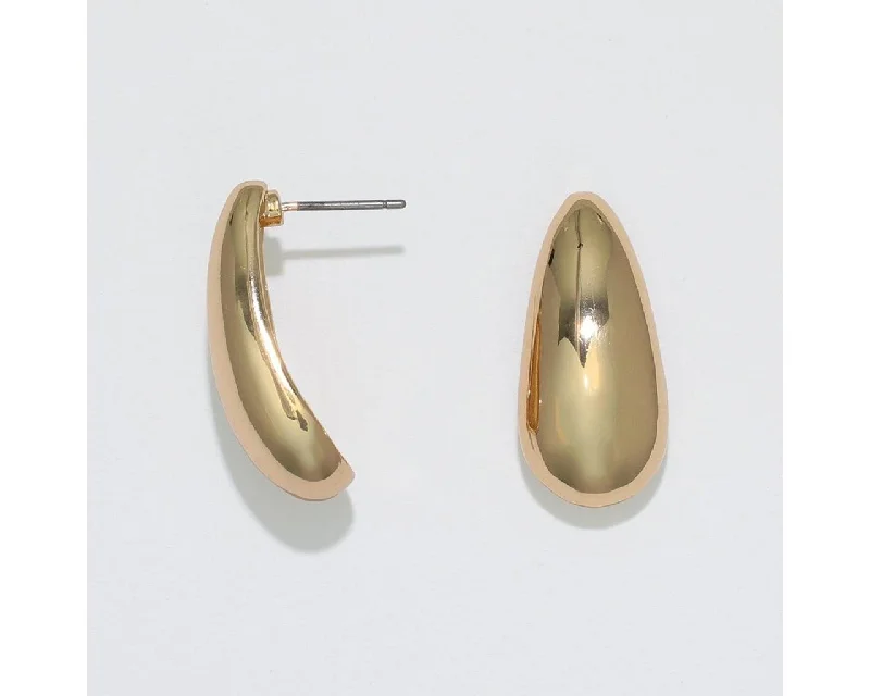 Ladies Wooden Bead Earrings -Periwinkle by Barlow : Sculpted high polished gold Drops - Earrings