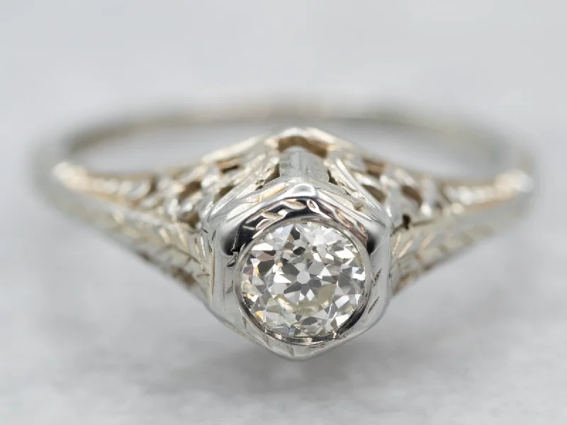 Ladies Special Moment Engagement Rings -Art Deco Old Mine Cut Diamond Engagement Ring