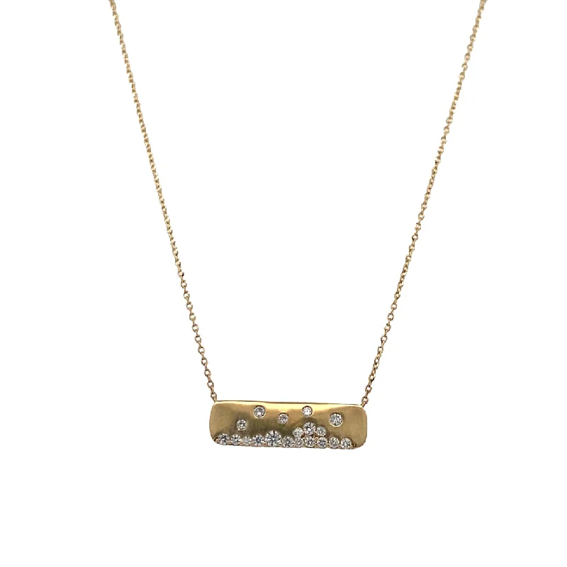 Ladies Necklaces with Lotus Spark-Diamond Bar Necklace in Yellow Gold