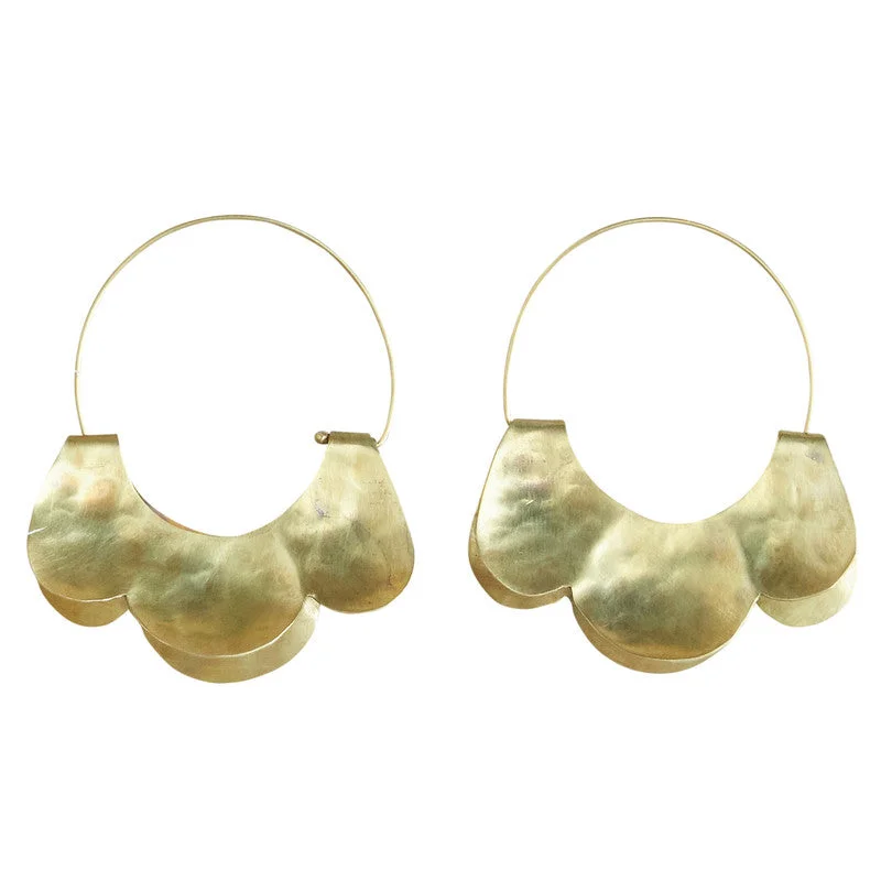 Ladies Love Knot Rings -Yucca Earring - Scalloped, Brass