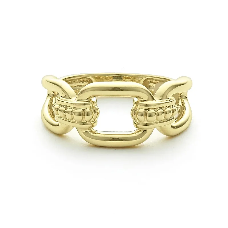 Ladies Ceramic Band Rings -18K Gold Link Ring