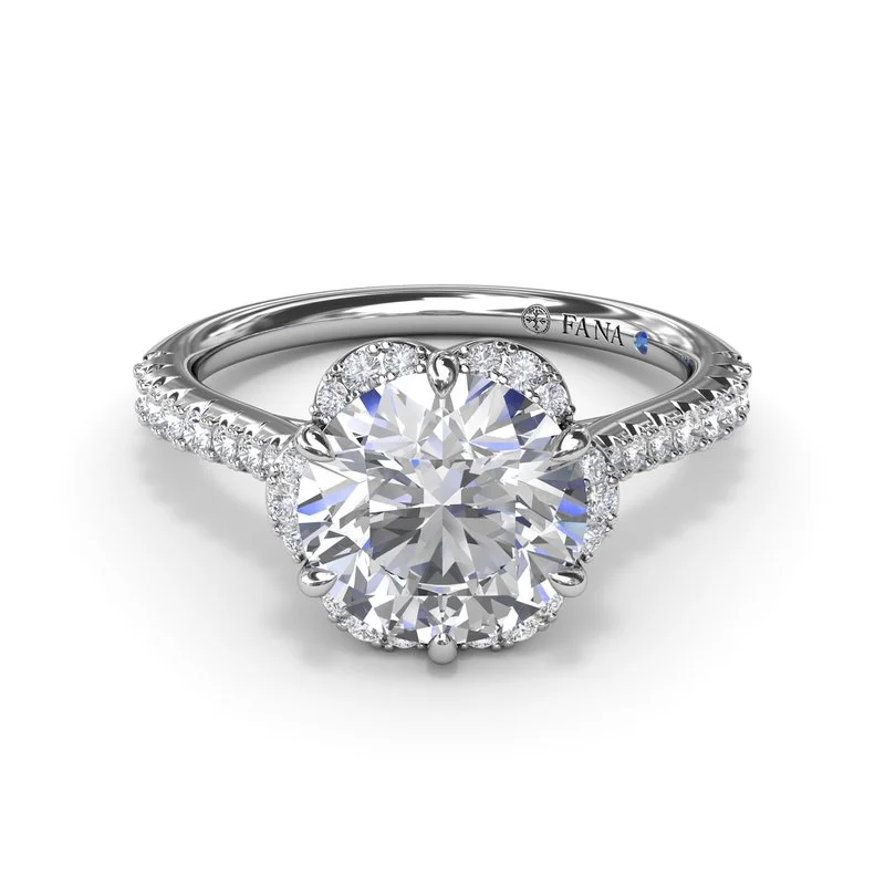 Ladies Tension Set Engagement Rings -Blossoming Halo Diamond Engagement Ring S4096