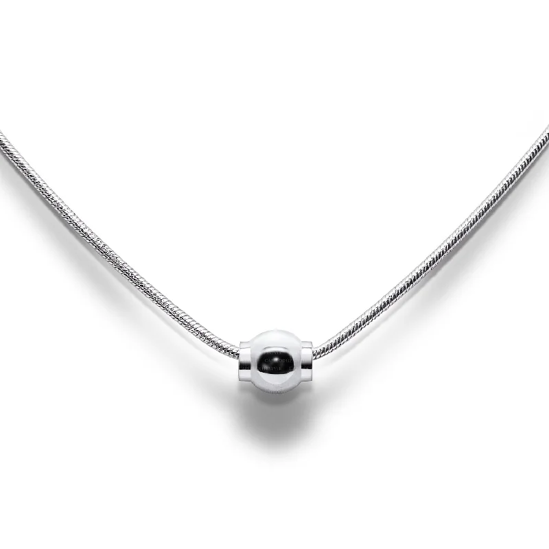 Ladies Necklaces Pearl Glow-Cape Cod Ball Necklace in Sterling Silver with a Sterling Silver Ball