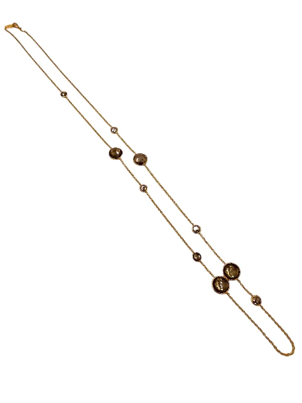 Ladies Necklaces Boho Spark-Ippolita Hematite Smokey Quartz Lollipop Yellow Gold Chain Necklace