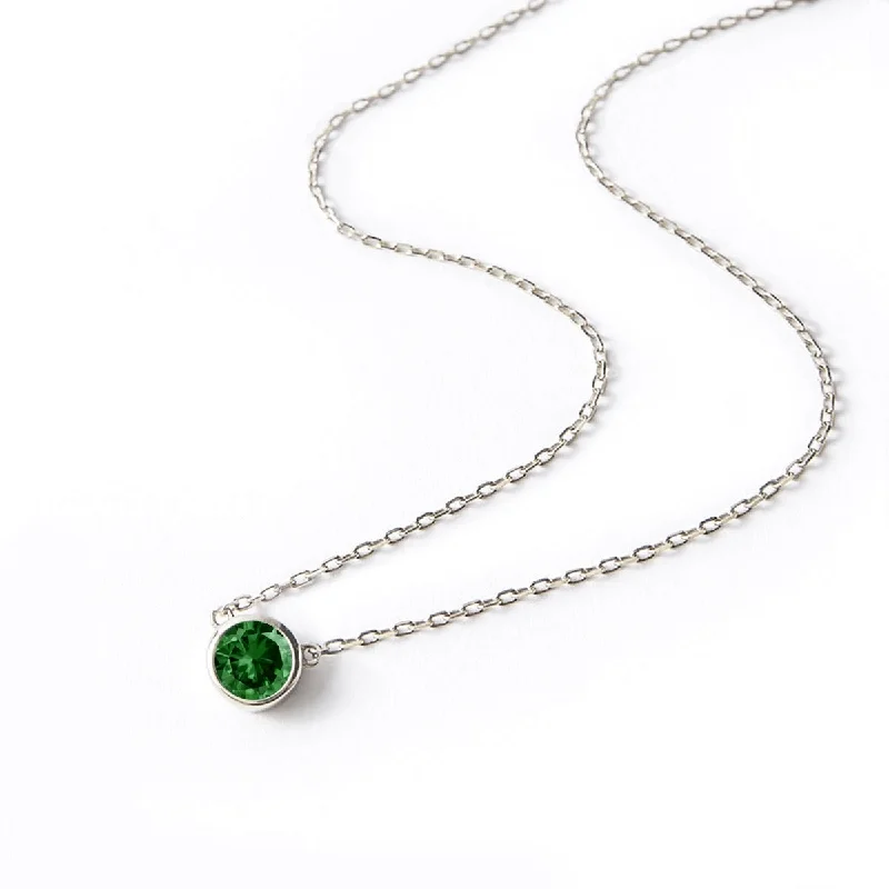 Ladies Necklaces with Blue Sapphire-Gemstone Solitaire Necklace Emerald