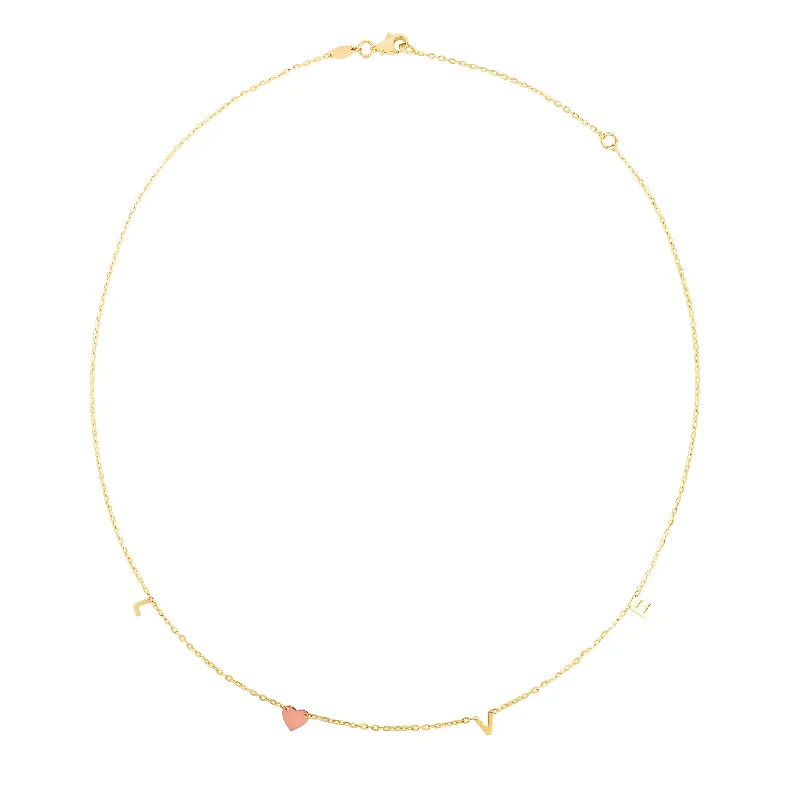 Ladies Necklaces with Ruby Glow-14K LOVE Necklace