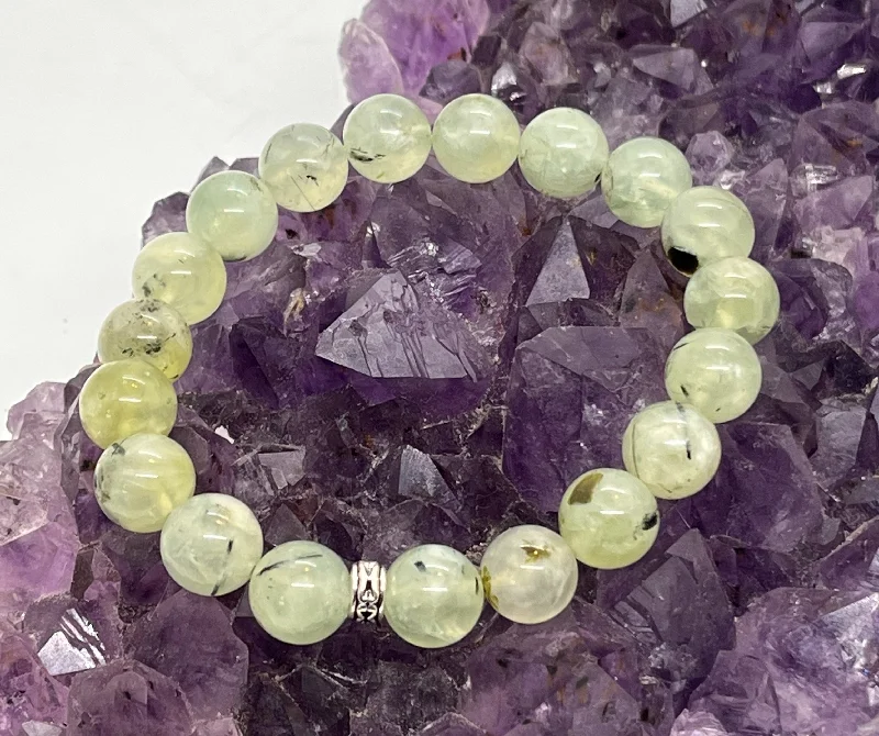 Ladies Bracelets for Sport Spark-Prehnite "Healers Stone" 10mm Stretchy Bracelet