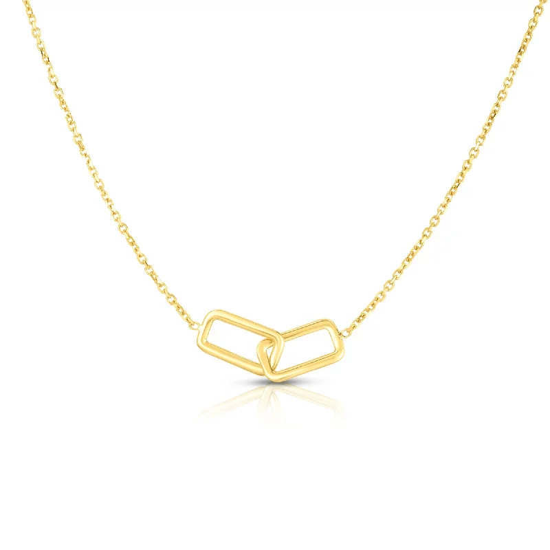 Ladies Necklaces Always Shine-14K Gold Polished Interlocking Rectangles Necklace