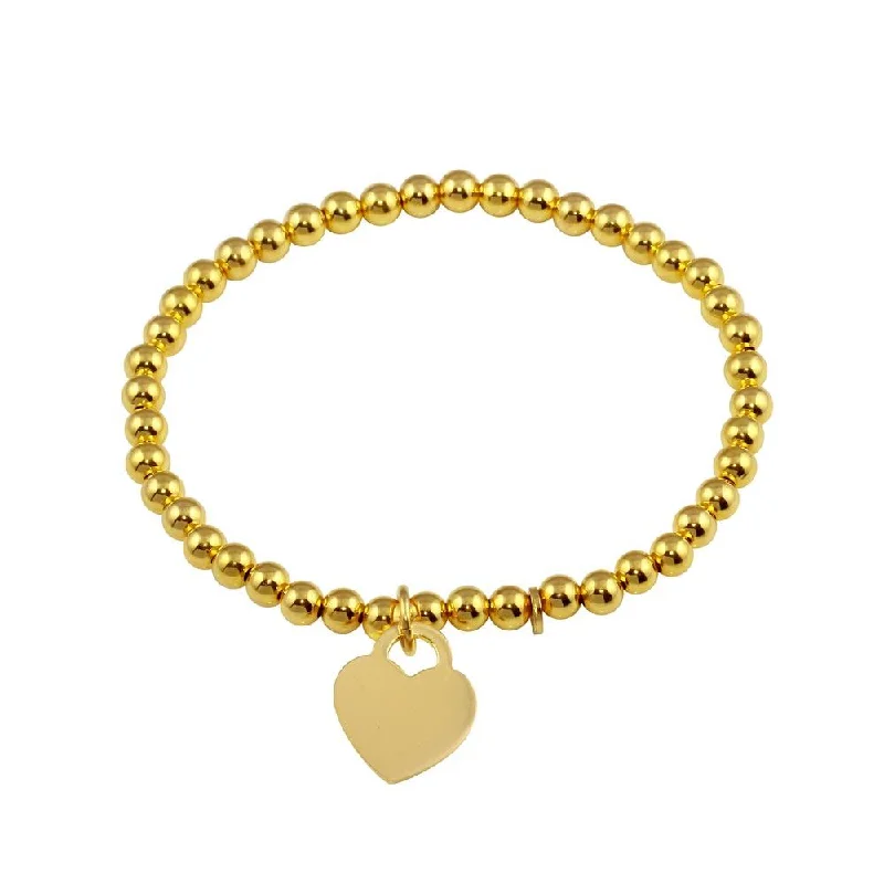 Ladies Bracelets for Sister Glow-Gold Plated 925 Sterling Silver Heart  Beaded Bracelet - ARB00064GP