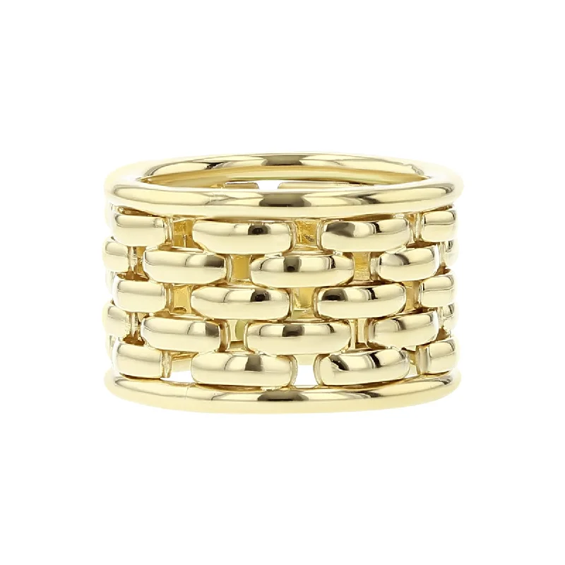 Ladies Cocktail Party Rings -14K Yellow Gold Panther Link Band Ring