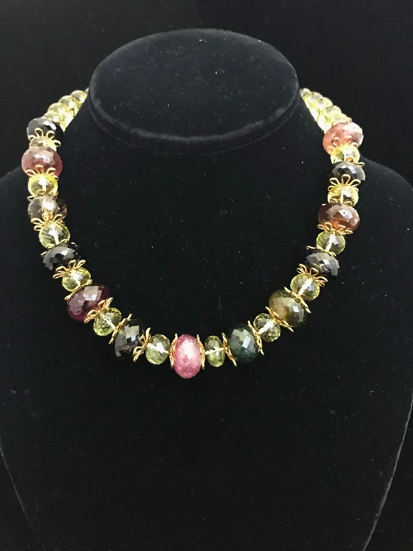 Ladies Necklaces with Soft Morganite-Tourmaline & Citrine Necklace