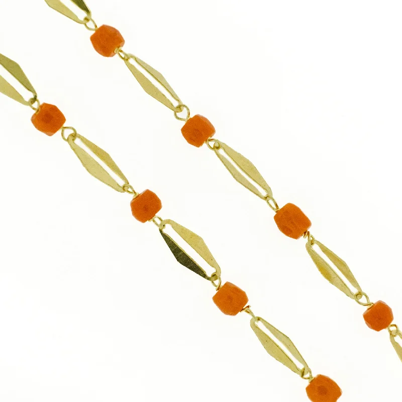 Ladies Necklaces for Leader Shine-Ladies Fashion Coral 15" Necklace in 18K Yellow Gold