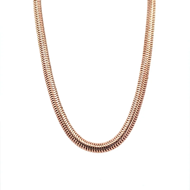 Ladies Necklaces Handmade Charm-Estate 16"  Fancy Dome Snake Necklace in Rose Gold