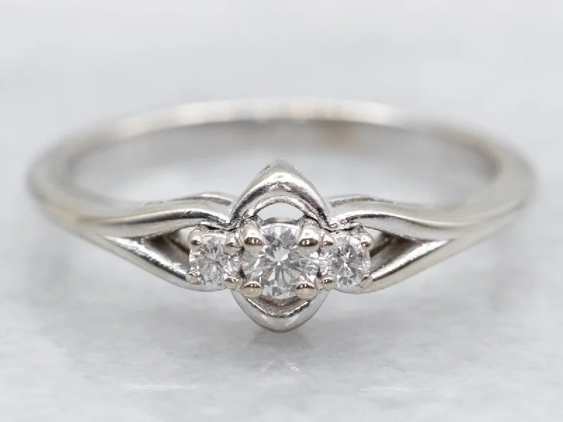 Ladies Shiny Engagement Rings -Three Stone Diamond Engagement Ring