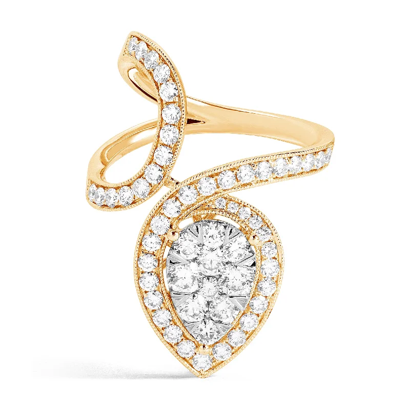 Ladies Group Unity Rings -Robert Irwin Couture Fiori Pear Avant-Garde Cocktail Ring