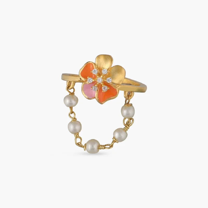 Ladies Thick Chunky Rings -Jalaja Floral Drop Finger Ring